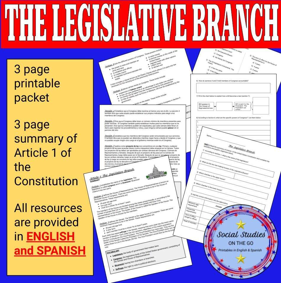 The Legislative Branch Printable Worksheet And Reading In English And Spanish Classful Legislative Branch Guided Notes Course Code 1 Studocu