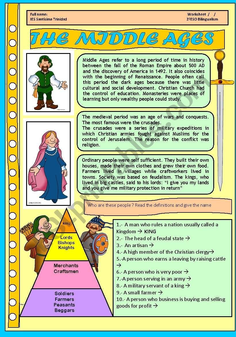 THE MIDDLE AGES FOR CHILDREN 4 PAGES WITH ACTIVITIES ESL Worksheet By JUANBEGI THE MIDDLE AGES FOR CHILDREN 4 PAGES WITH ACTIVITIES ESL Worksheet By JUANBEGI