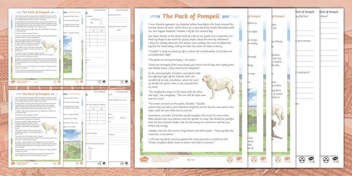 The Pack Of Pompeii Reading Comprehension The Pack Of Pompeii Reading Comprehension