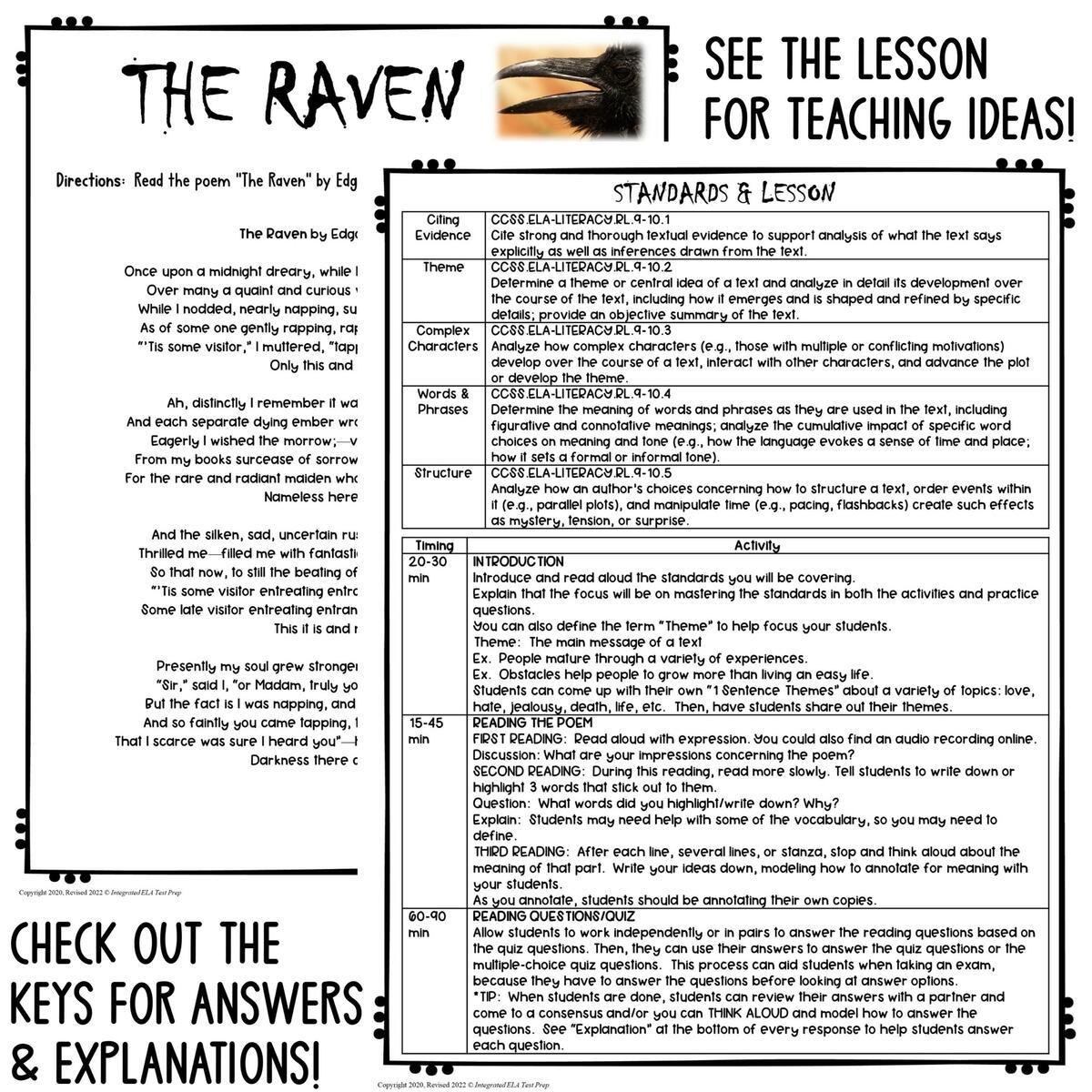 The Raven Quiz Poetry Comprehension Reading Edgar Allan Poe Made By Teachers The Raven Quiz Poetry Comprehension Reading Edgar Allan Poe Made By Teachers