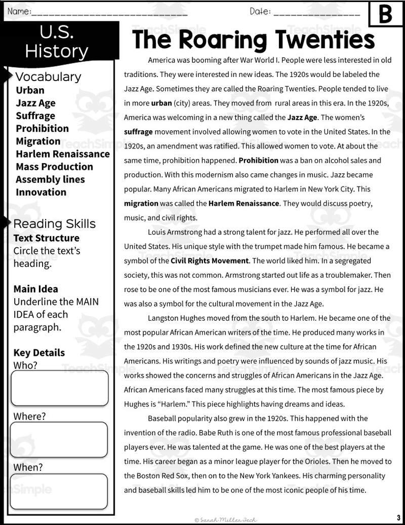 The Roaring Twenties Reading Packet By Teach Simple The Roaring Twenties Reading Packet By Teach Simple