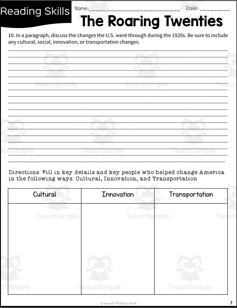 The Roaring Twenties Reading Packet By Teach Simple The Roaring Twenties Reading Packet By Teach Simple