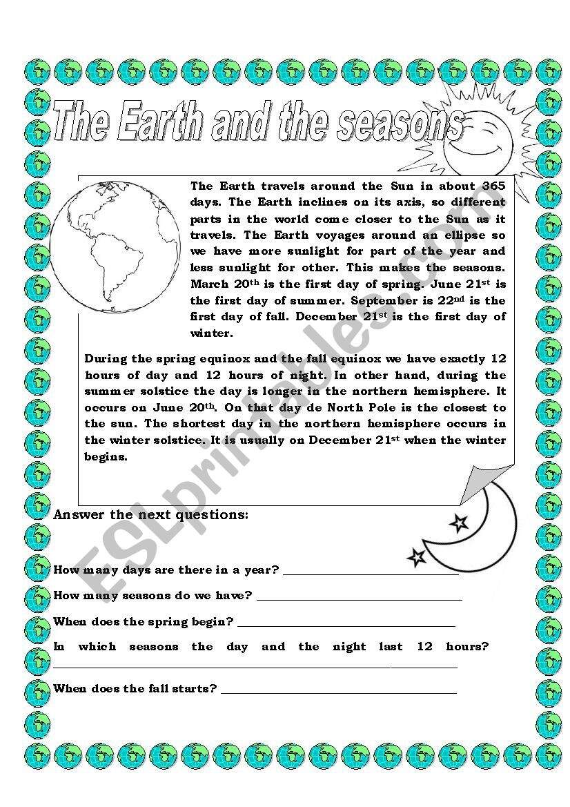 The Seasons Reading And Comprehension ESL Worksheet By Isabel Queen The Seasons Reading And Comprehension ESL Worksheet By Isabel Queen