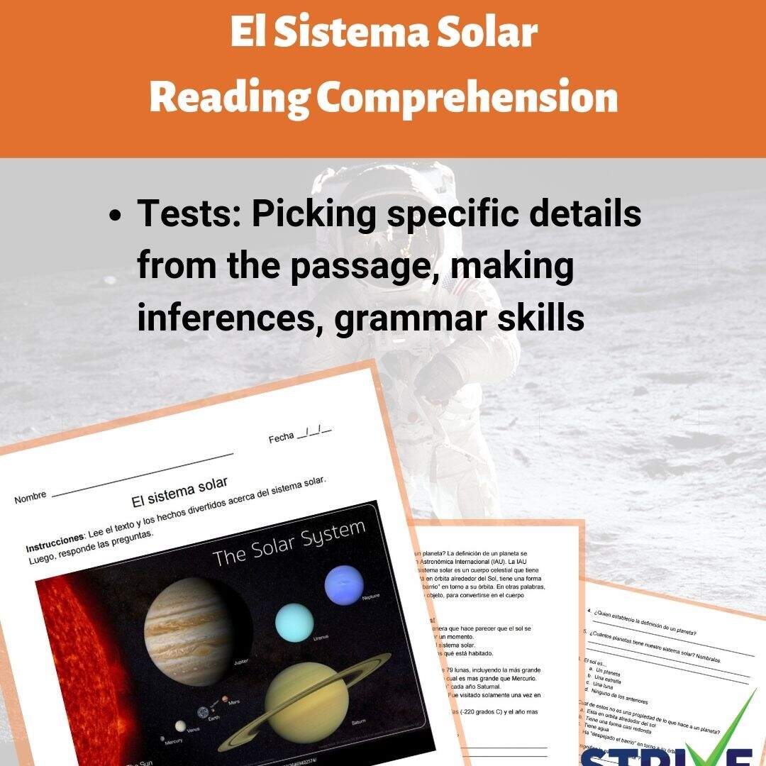 The Solar System Reading Comprehension Worksheet Spanish Version Made By Teachers