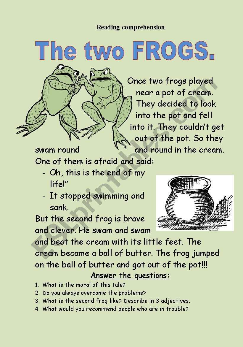 The Two Frogs Reading Comprehension ESL Worksheet By Nurikzhan The Two Frogs Reading Comprehension ESL Worksheet By Nurikzhan