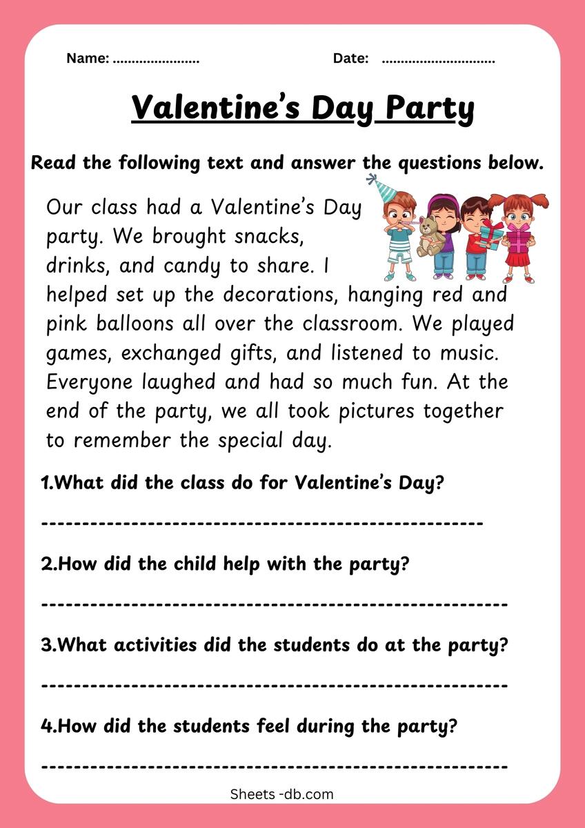 The Value Of Valentine Themed Reading Comprehension Worksheets Sheets