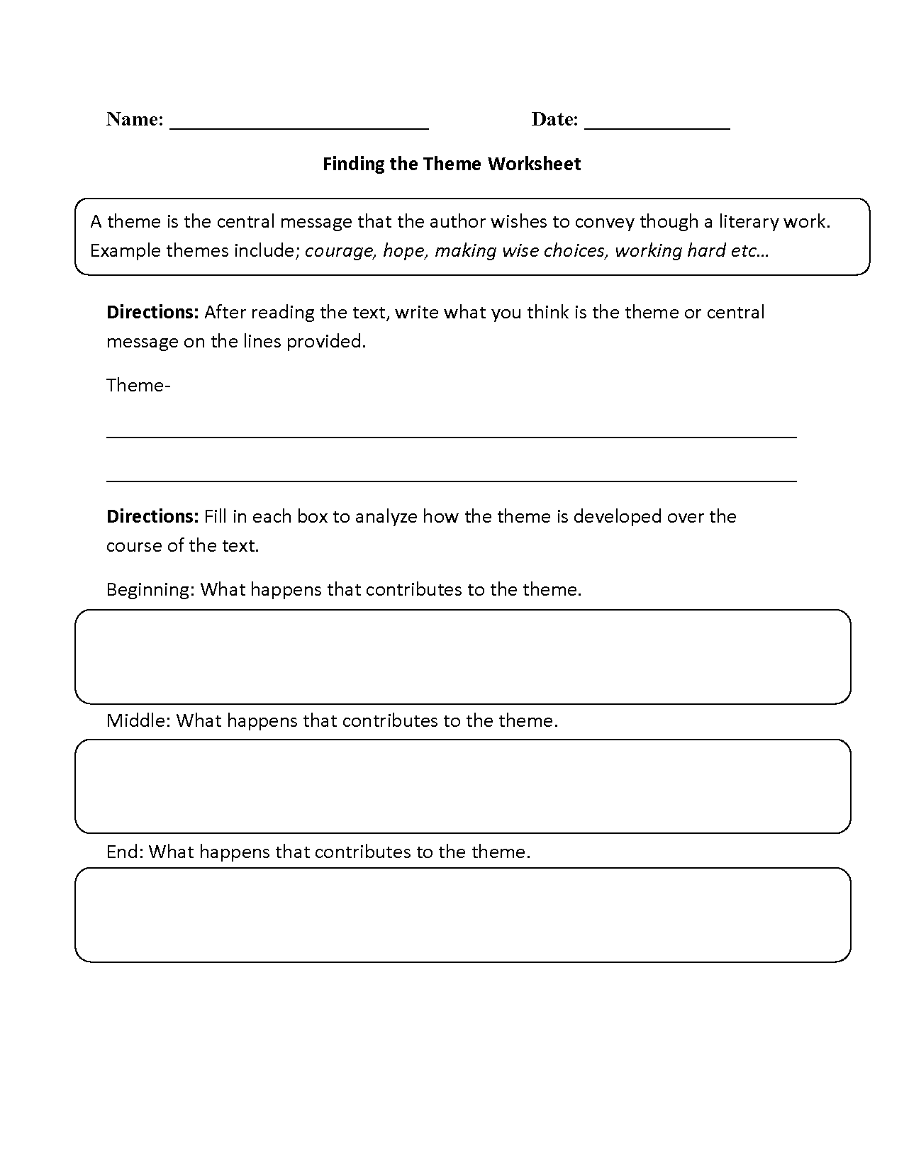 Theme Worksheets Worksheets Library