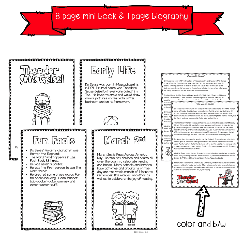 Theodor Seuss Geisel Author Study 4th Of July Comprehension Flip Book Activities 2nd 3rd Grade MagiCore