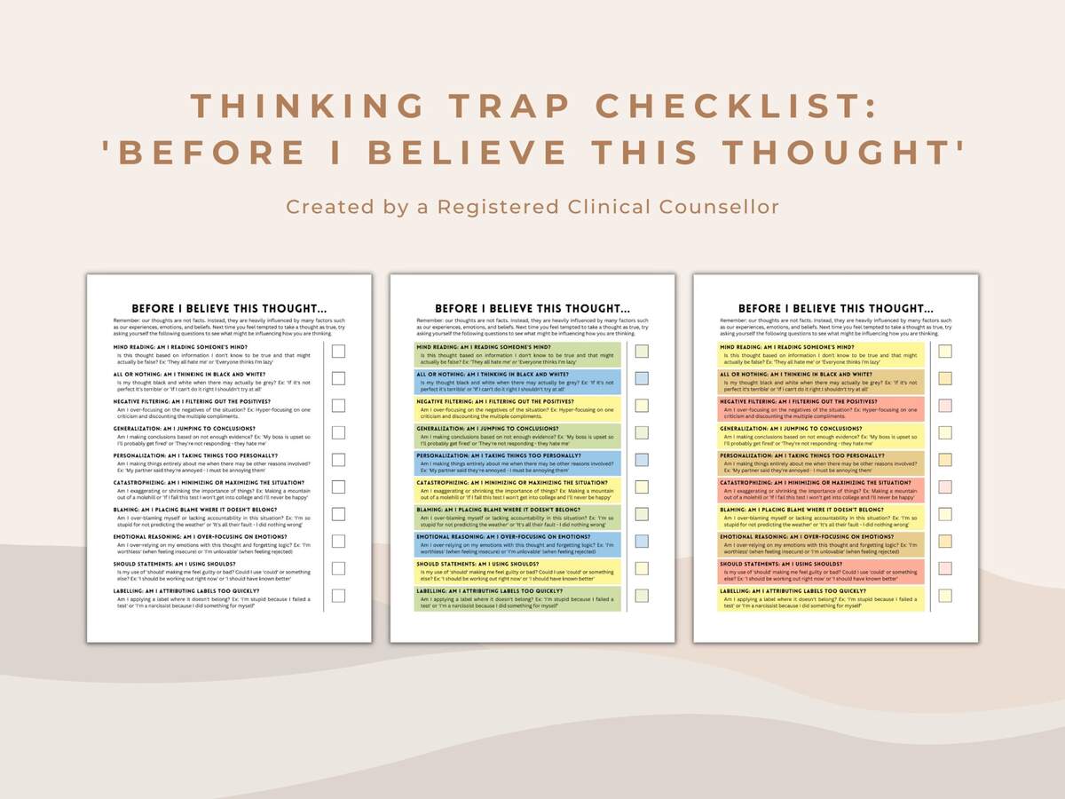 Thinking Trap Checklist Cognitive Distortions CBT Worksheet PDF Etsy Thinking Trap Checklist Cognitive Distortions CBT Worksheet PDF Etsy