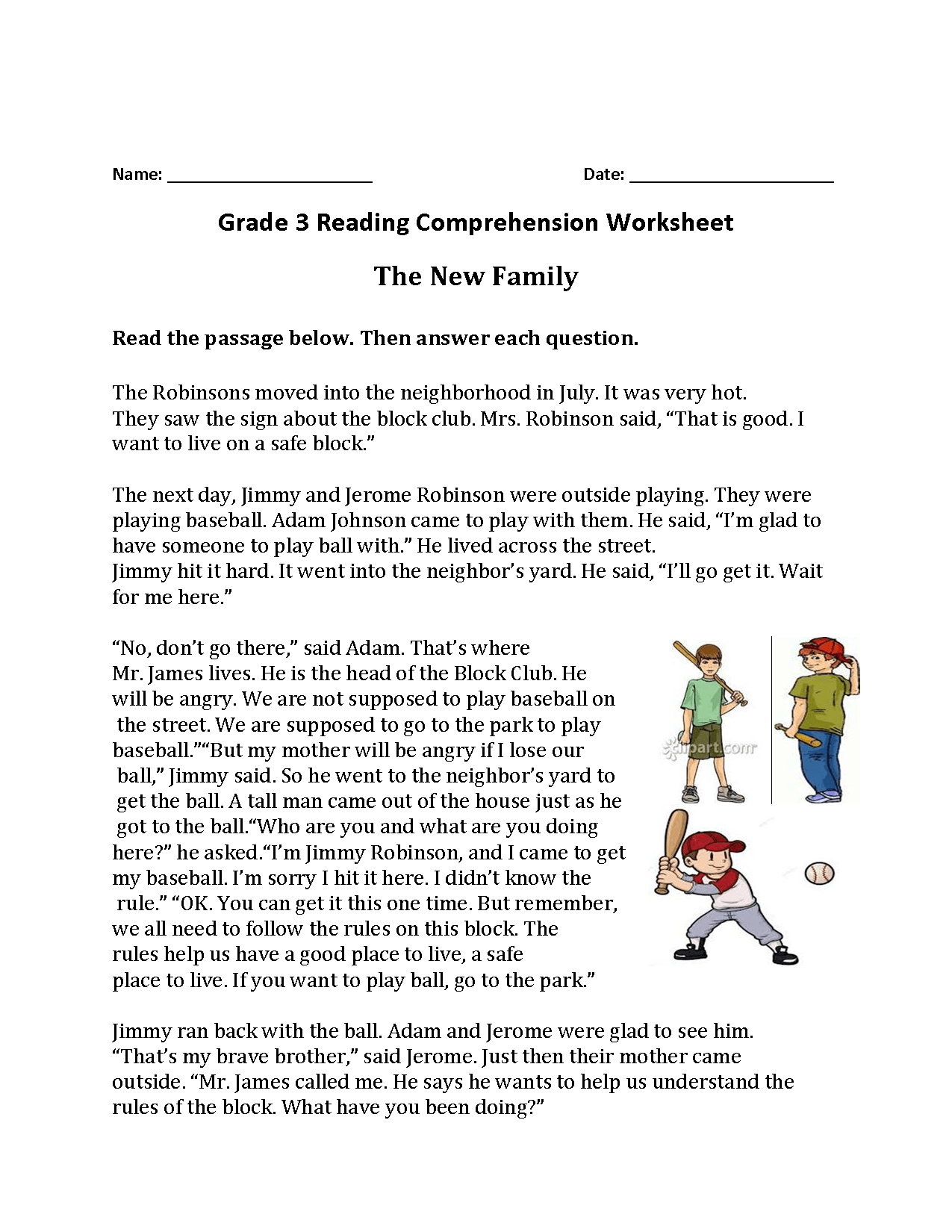 Free Reading Comprehension Worksheets For Back To School Kindergarten 1st Grade Kids Activities Blog