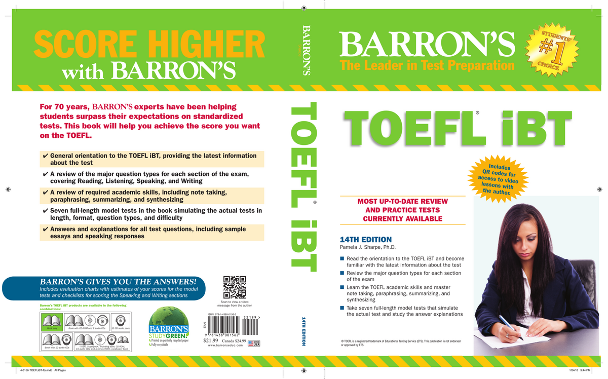 TOEFL IBT Prep Barron S 14th Edition Practice Tests Review