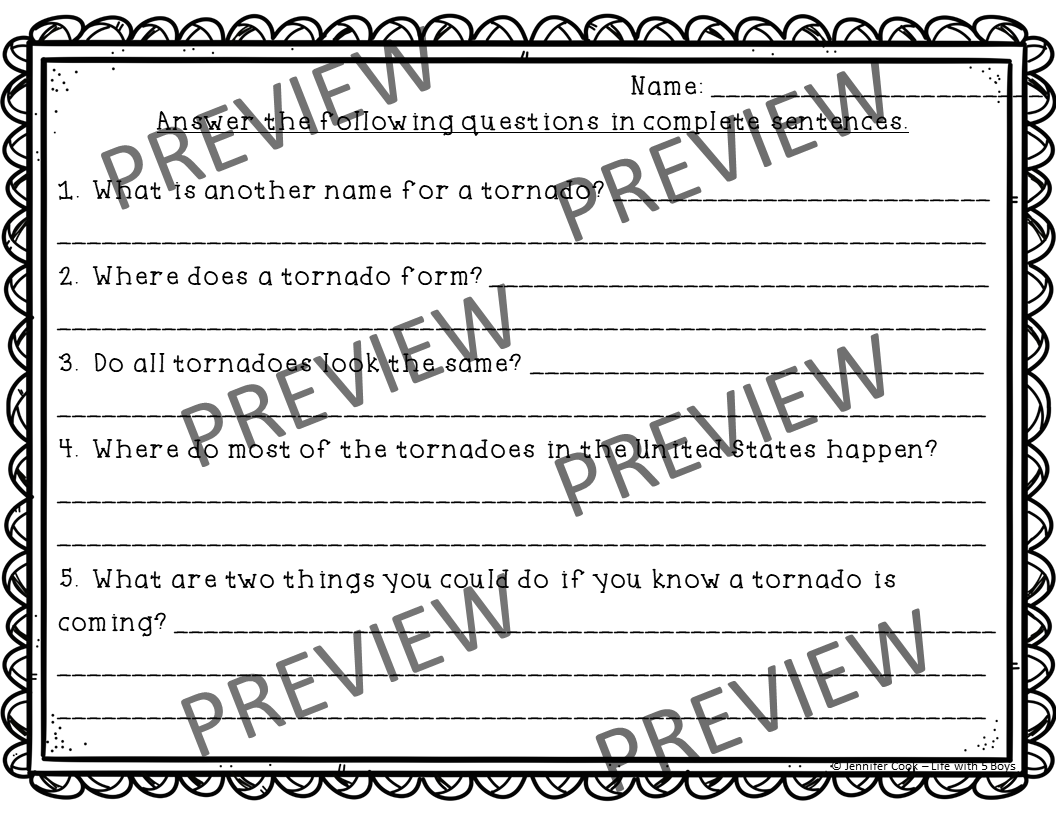 Tornadoes Reading Comprehension Activity Classful Tornadoes Reading Comprehension Activity Classful