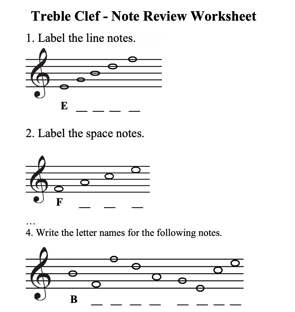 Treble Clef Note Naming Worksheet Schools Music Market Treble Clef Note Naming Worksheet Schools Music Market