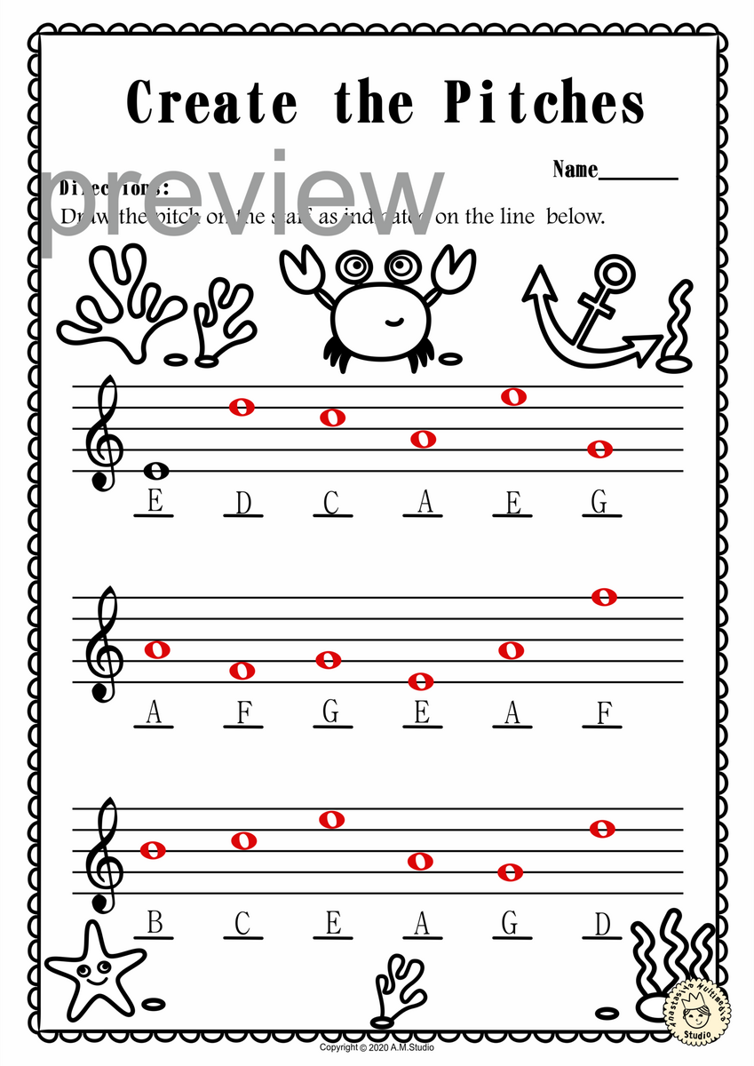 Treble Clef Note Naming Worksheets For Summer With Answers