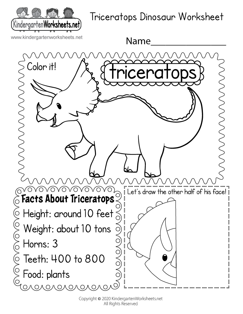 Dinosaurs Free Worksheet SKOOLGO
