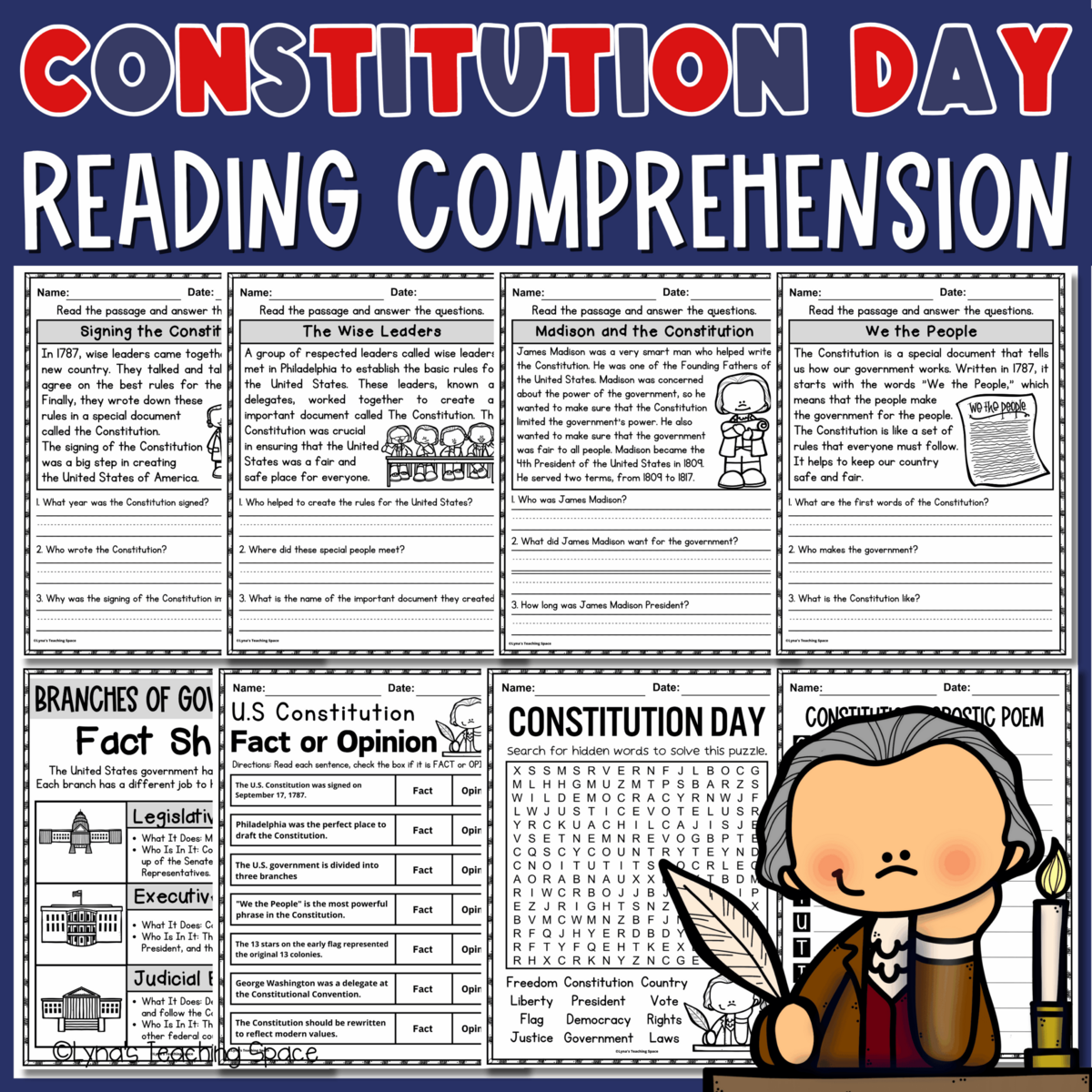 U S Constitution Day Reading Comprehension Passages Questions Activities Made By Teachers U S Constitution Day Reading Comprehension Passages Questions Activities Made By Teachers