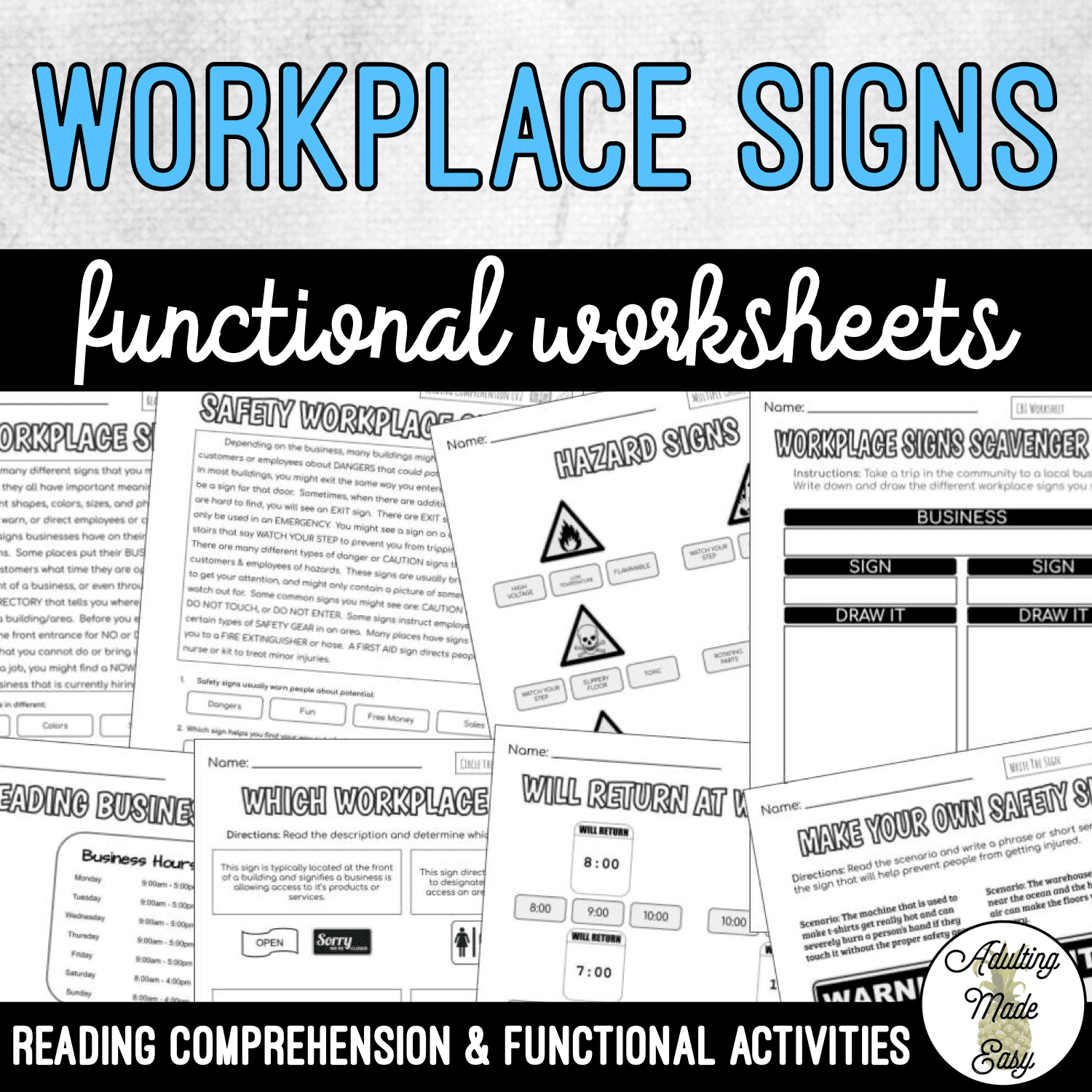 Unit 10 Workplace Signs Functional Worksheets