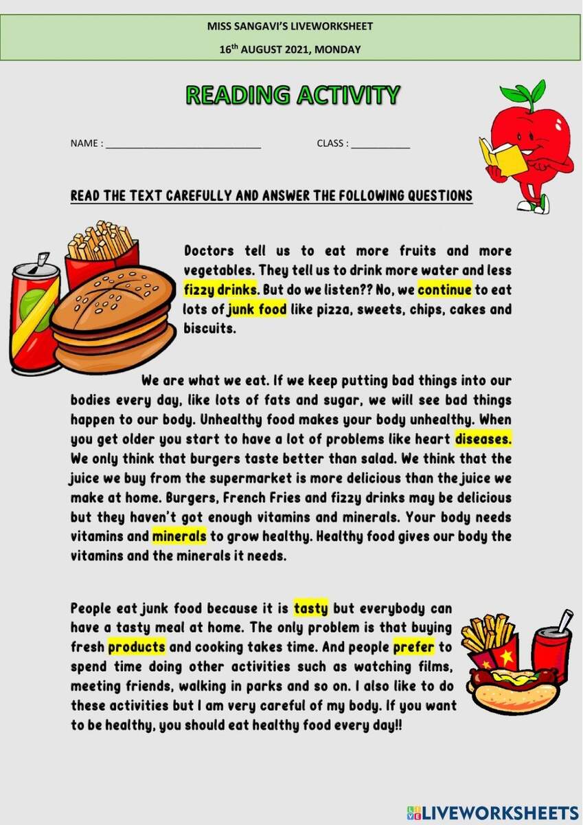 Unit 5 Food And Health Online Exercise Unit 5 Food And Health Online Exercise
