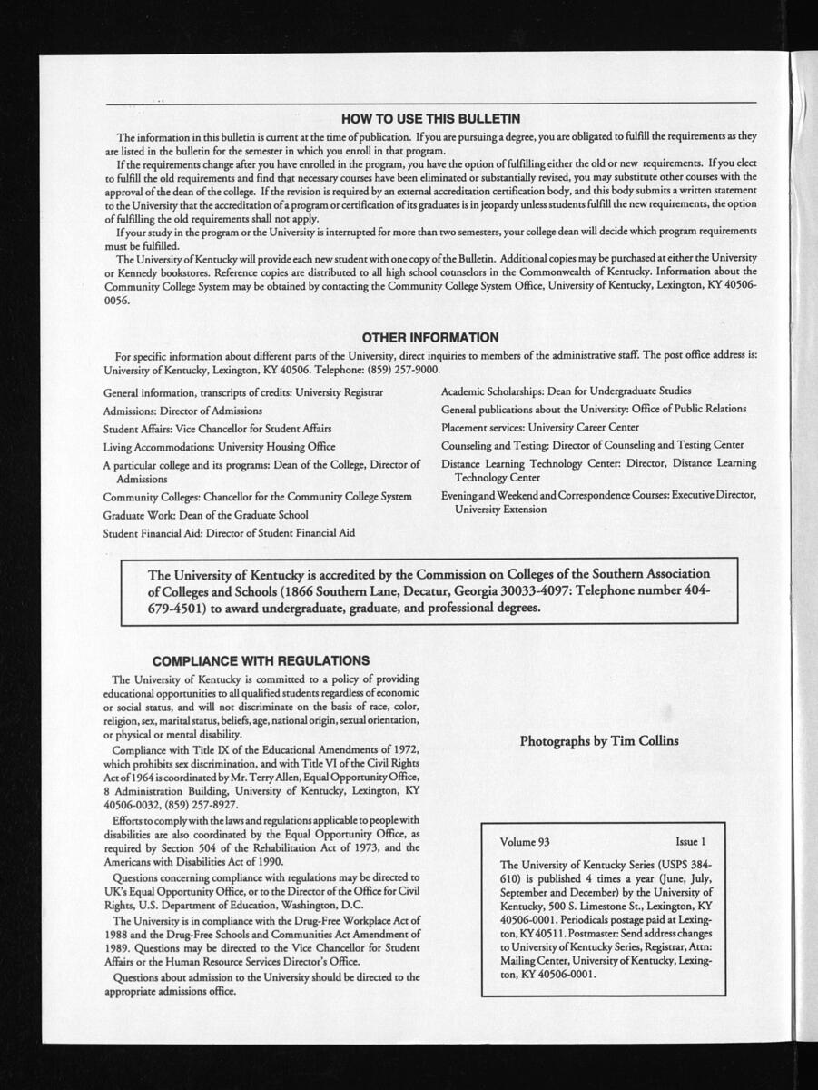 University Of Kentucky Series University Bulletin Volume 93 Issue 1 2001 2002