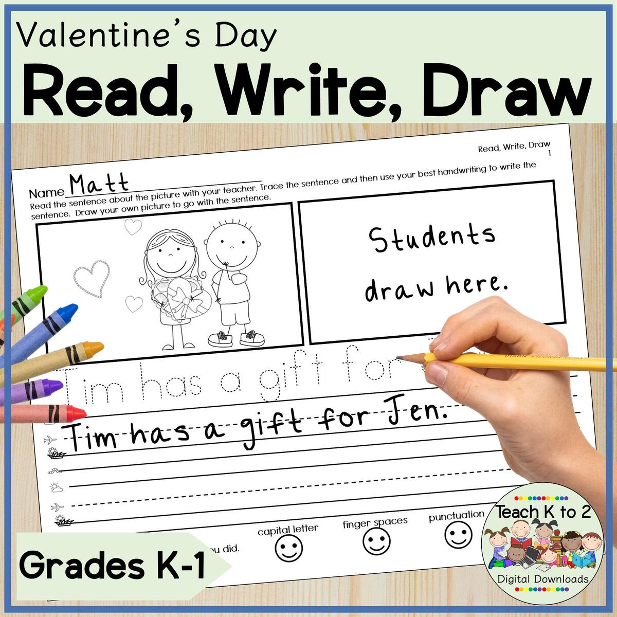 Valentine S Day Sentence Writing Worksheets For Kindergarten Or First Grade Trace And Write Sentences With High Frequency Decodable Words Etsy