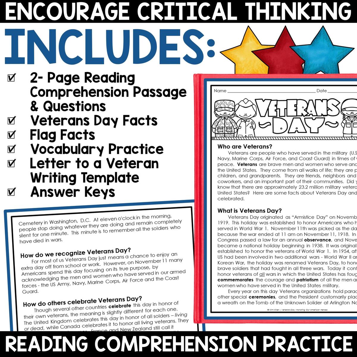 Veterans Day Activities Reading Comprehension Writing Cards 3rd 4th 5th Grade A Love Of Teaching Kim Miller Veterans Day Activities Reading Comprehension Writing Cards 3rd 4th 5th Grade A Love Of Teaching Kim Miller