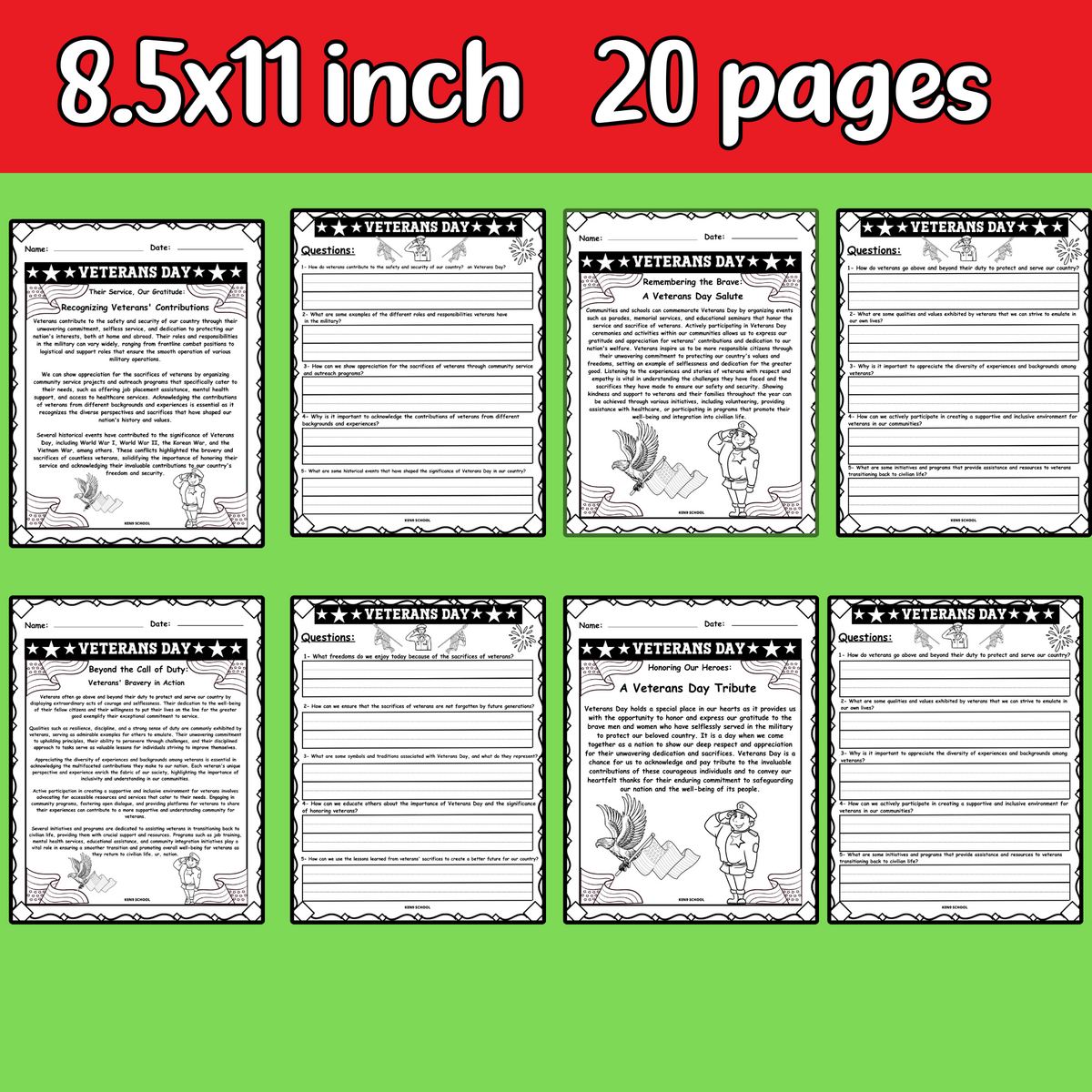 Veterans Day Reading Comprehension Passage Questions Made By Teachers Veterans Day Reading Comprehension Passage Questions Made By Teachers
