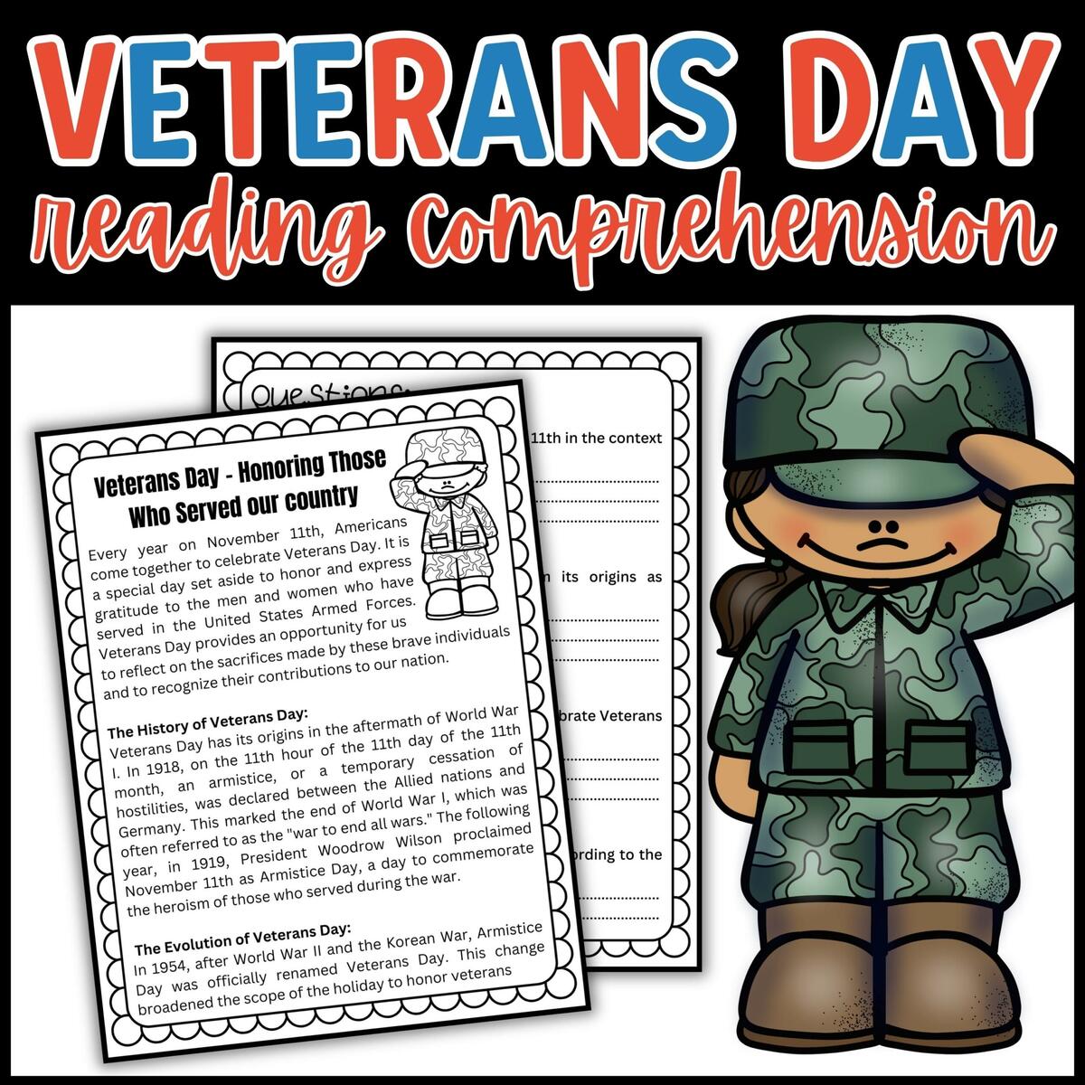 Veterans Day Reading Comprehension Questions Patriot Day Worksheets Made By Teachers Veterans Day Reading Comprehension Questions Patriot Day Worksheets Made By Teachers
