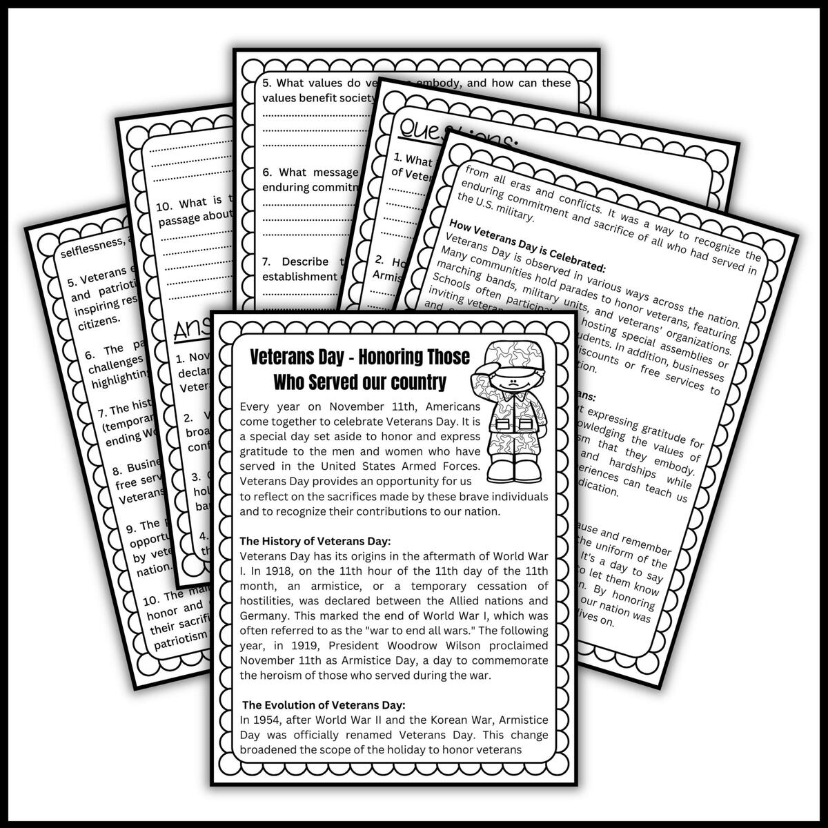 Veterans Day Reading Comprehension Questions Patriot Day Worksheets Made By Teachers Veterans Day Worksheets