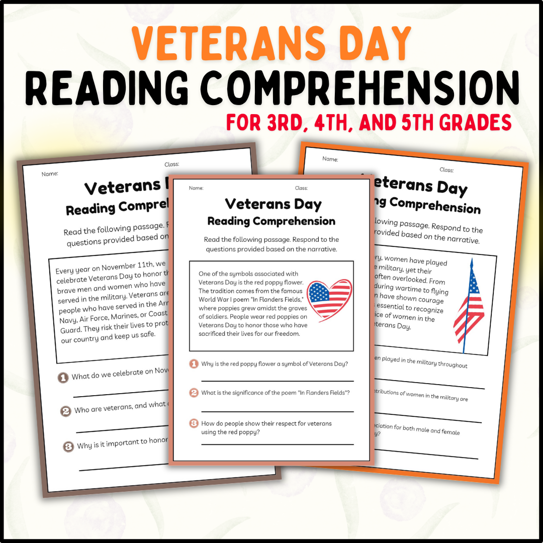 Veterans Day Reading Passages With Comprehension Questions For 3rd 4th And 5th Grades Made By Teachers Veterans Day Reading Passages With Comprehension Questions For 3rd 4th And 5th Grades Made By Teachers