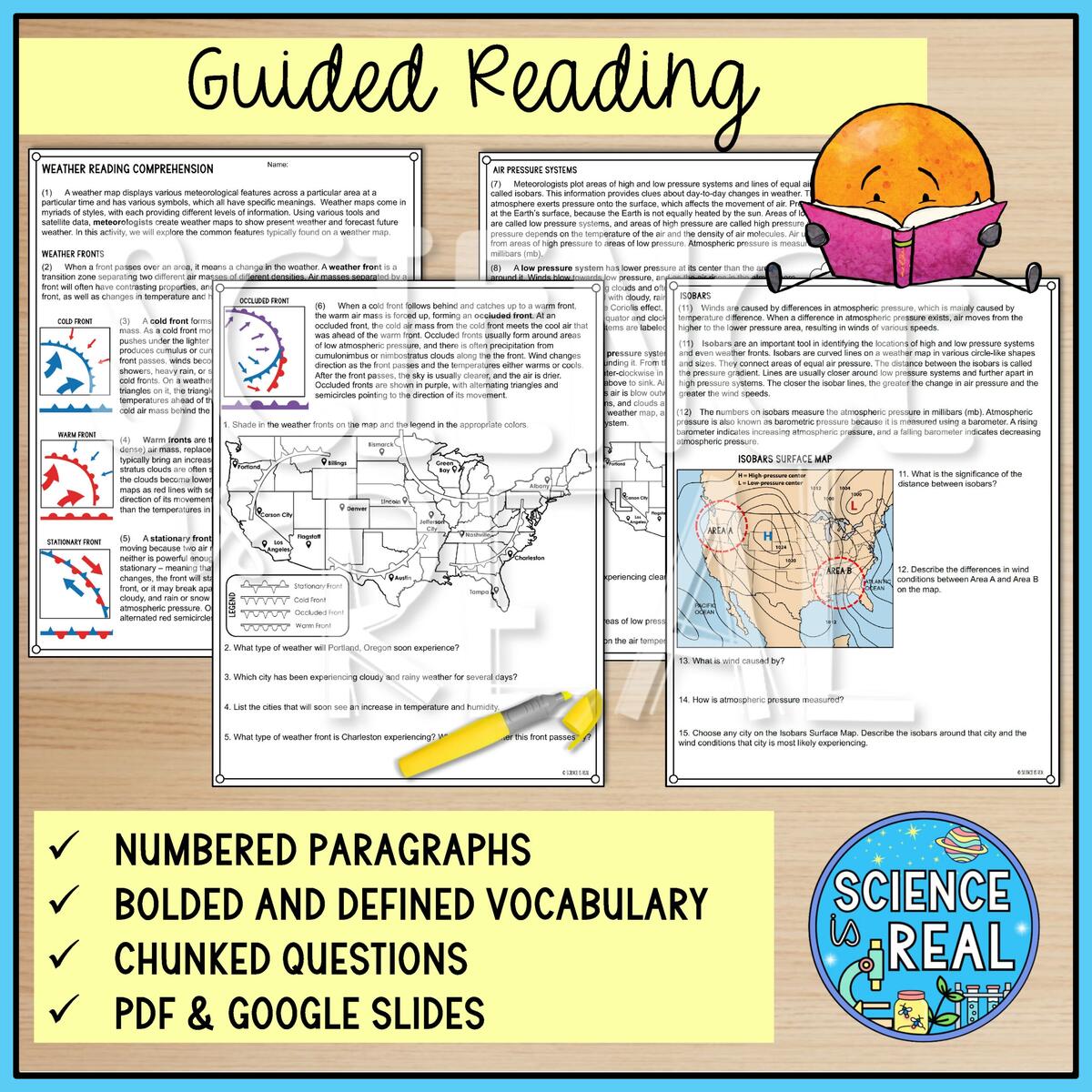 Weather Maps Reading Comprehension And Analysis Worksheets Classful