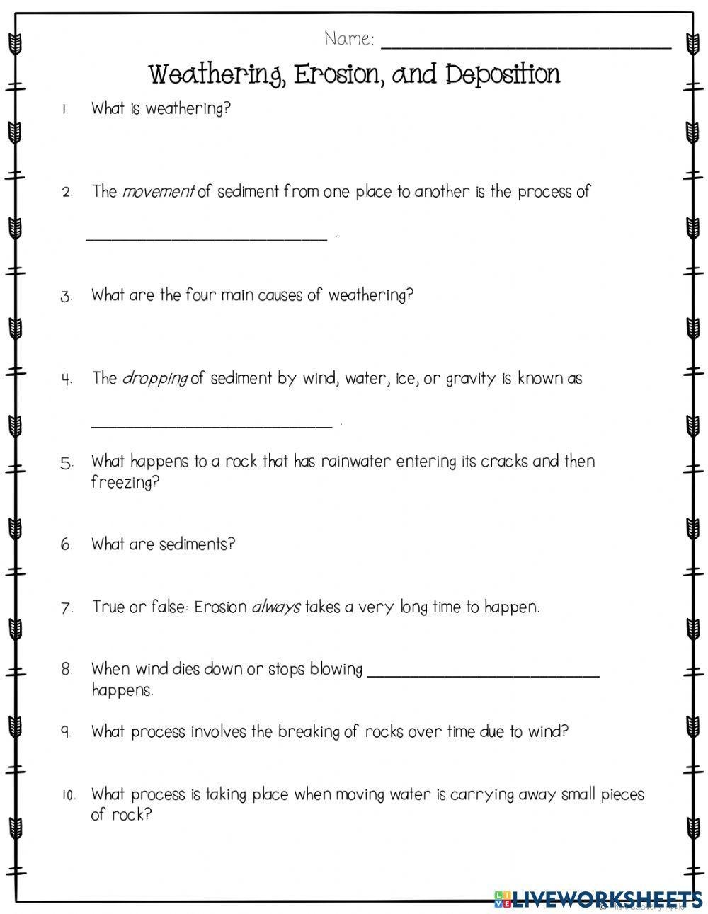 Weathering Erosion Deposition Worksheet Worksheets Library Weathering Erosion Deposition Worksheet Worksheets Library
