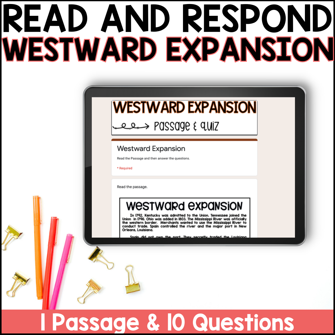 Westward Expansion Reading Passage Comprehension Questions History Centers A Teacher S Wonderland Westward Expansion Reading Passage Comprehension Questions History Centers A Teacher S Wonderland