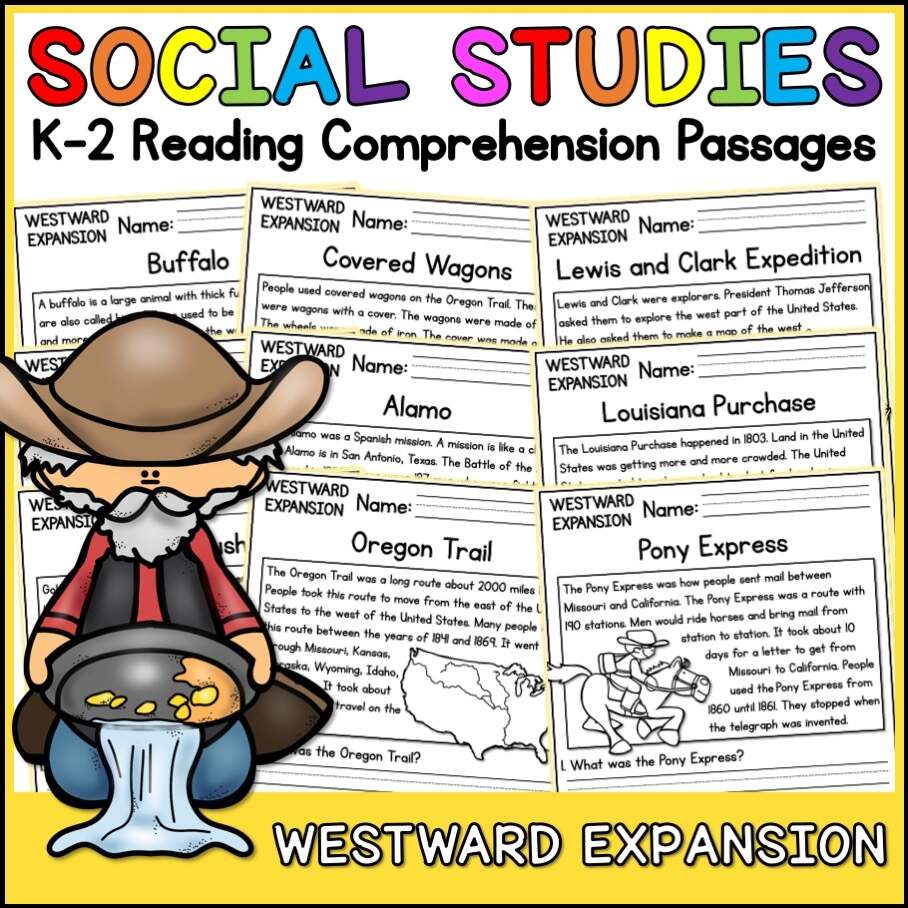 Westward Expansion Social Studies Reading Comprehension Passages K 2 Made By Teachers Westward Expansion Social Studies Reading Comprehension Passages K 2 Made By Teachers