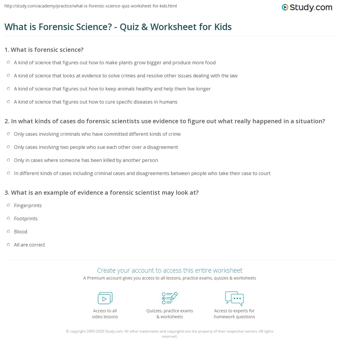 What Is Forensic Science Quiz Worksheet For Kids Study What Is Forensic Science Quiz Worksheet For Kids Study
