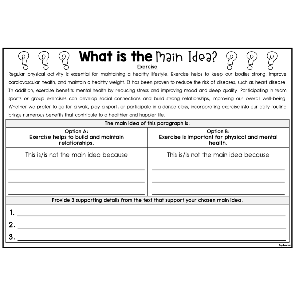 What Is The Main Idea Top Teacher What Is The Main Idea Top Teacher
