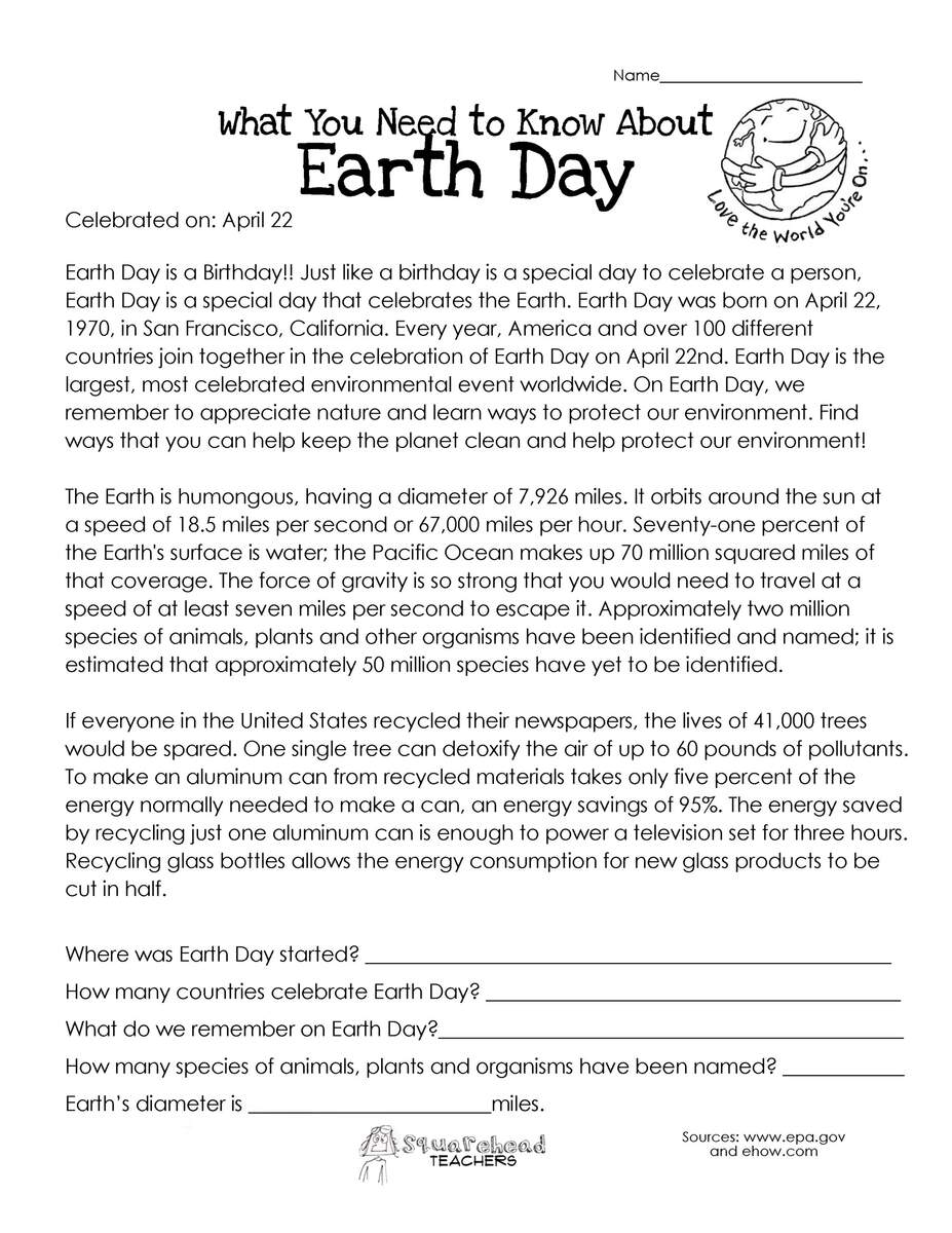 What You Need To Know About Earth Day Squarehead Teachers Worksheets Library