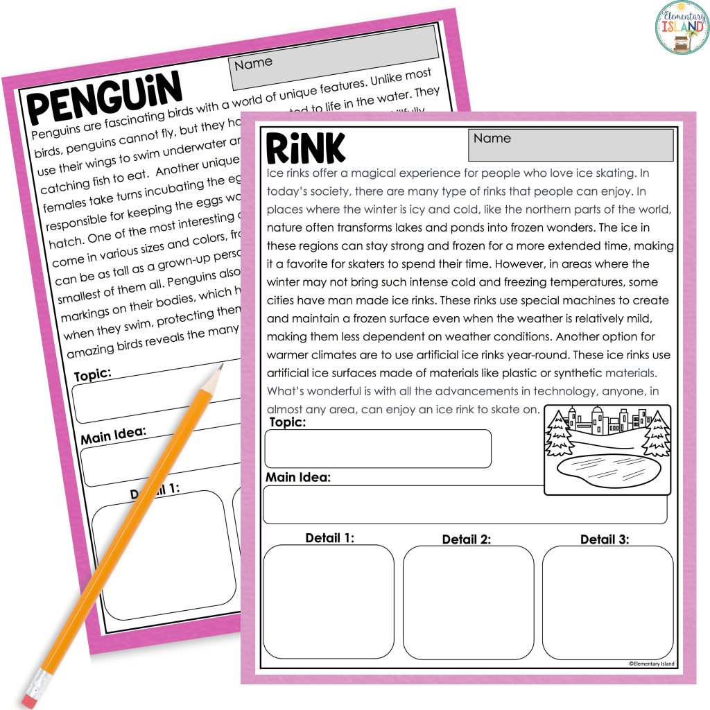 Winter Main Idea Details Worksheets For The Elementary Classroom Elementary Island Winter Main Idea Details Worksheets For The Elementary Classroom Elementary Island