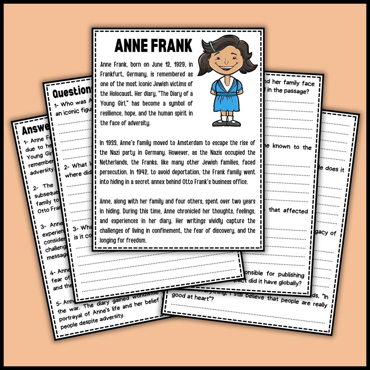 Women S History Month Anne Frank Reading Comprehension Passage Questions Made By Teachers Women S History Month Anne Frank Reading Comprehension Passage Questions Made By Teachers