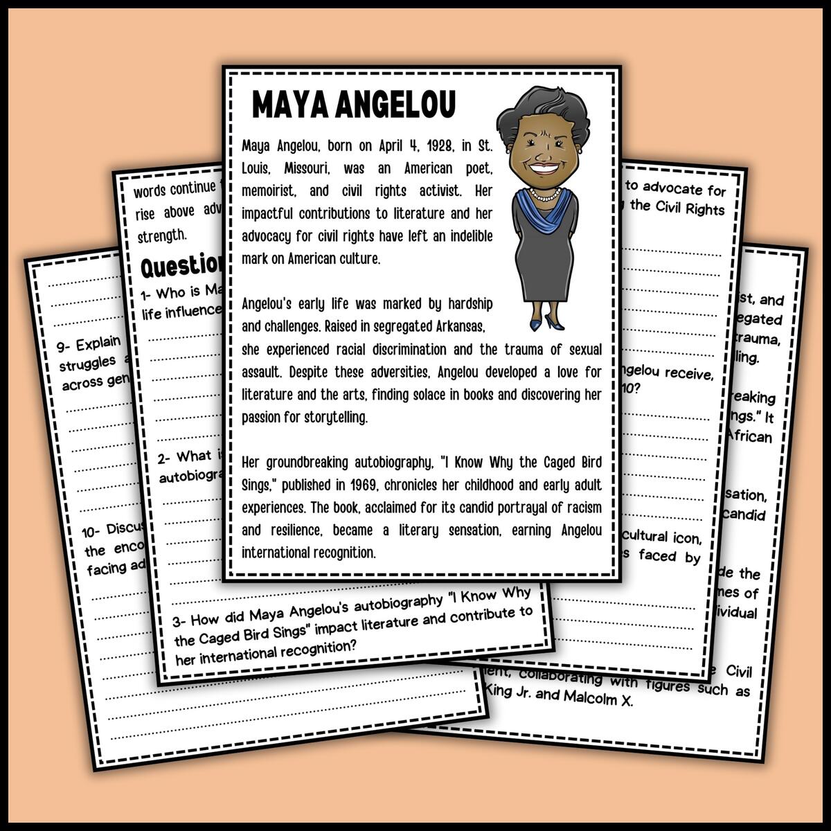 Women S History Month Maya Angelou Reading Comprehension Passage Questions Made By Teachers