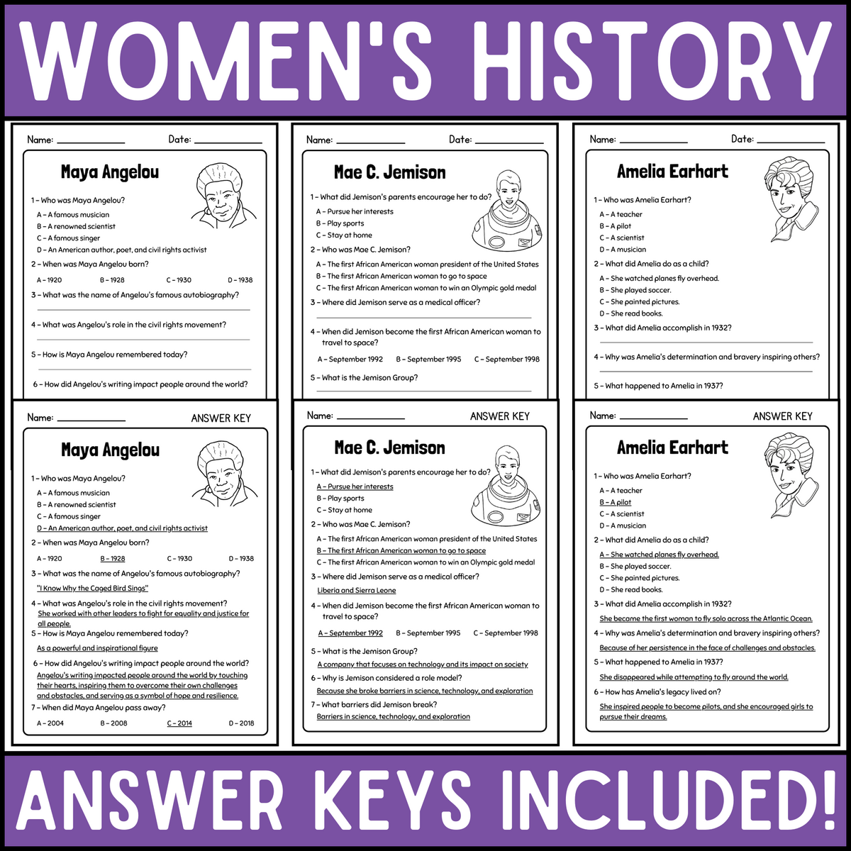 Women S History Month Reading Comprehension BUNDLE Made By Teachers Women S History Month Reading Comprehension Made By Teachers