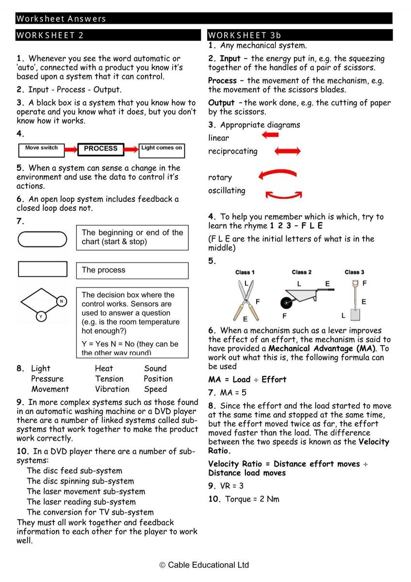 Worksheet Answers