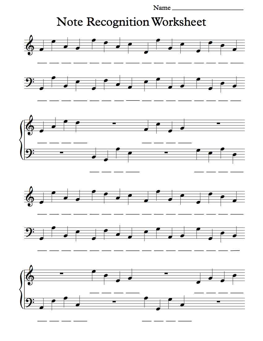 Worksheets On That Note