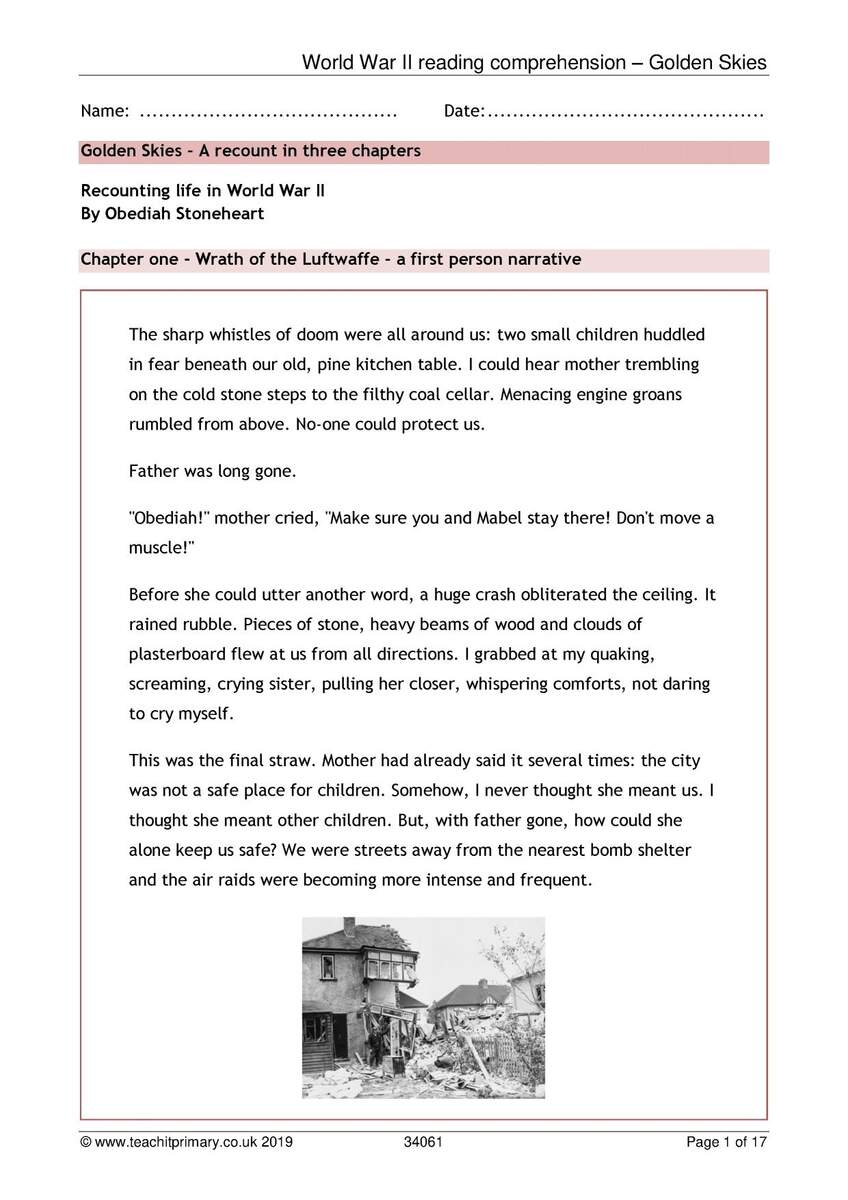 World War II Reading Comprehension KS2 History Teachit